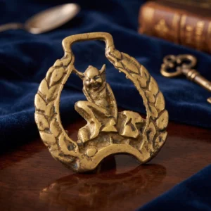 Vintage Solid Brass IMP Horse Bridal Medallion