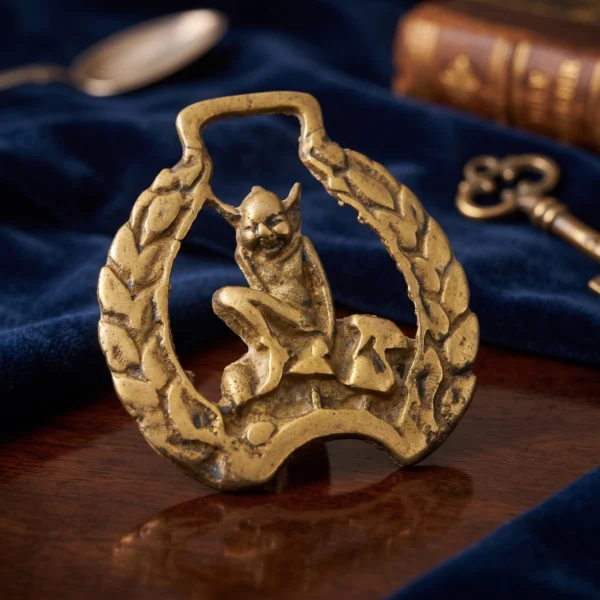 Vintage Solid Brass IMP Horse Bridal Medallion